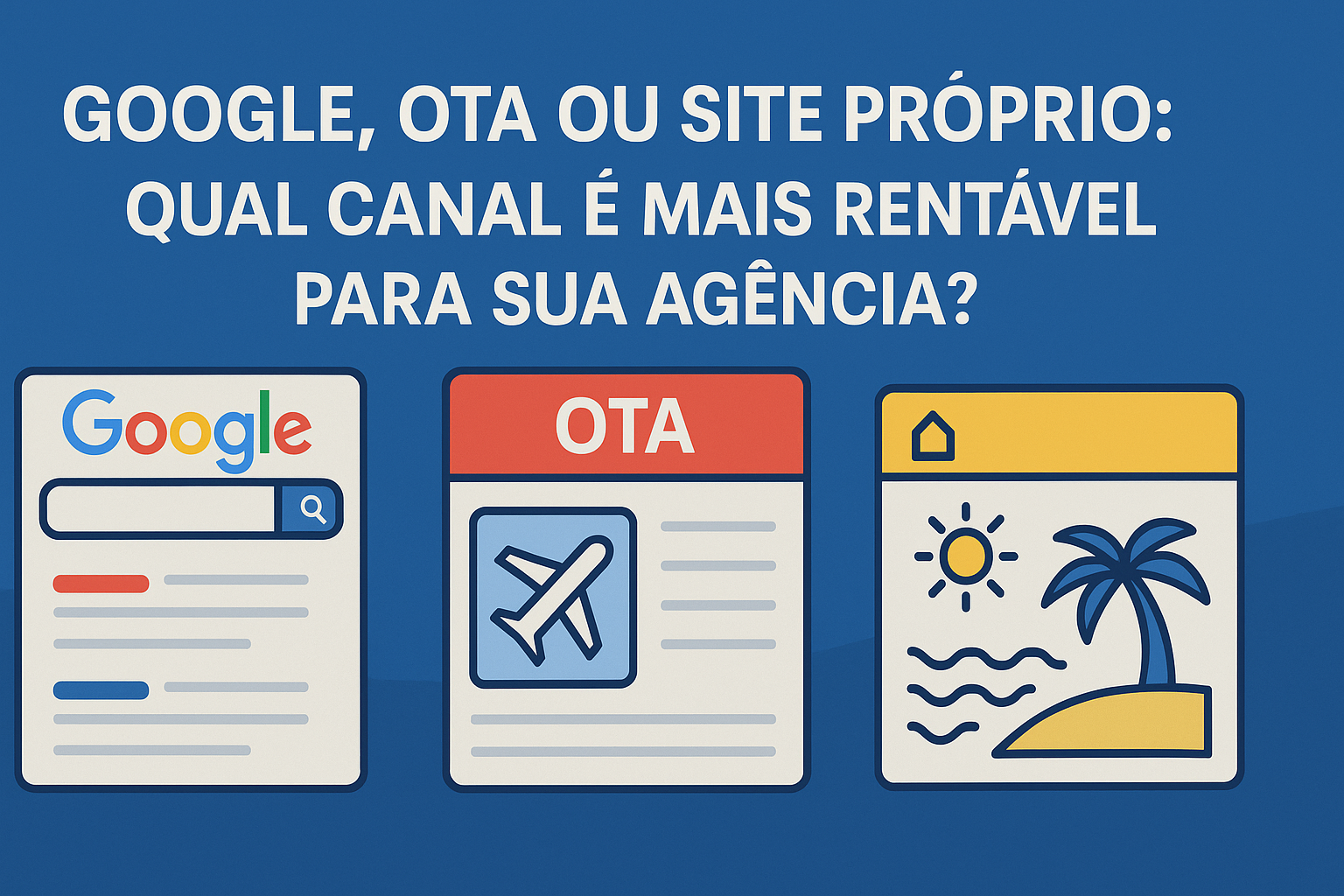 Google, OTA ou site próprio: qual canal é mais rentável para sua agência?
